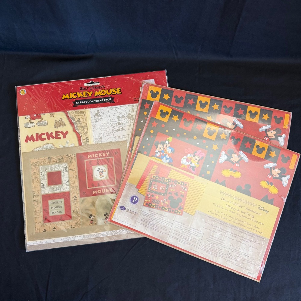 Disney Mickey Mouse Scrapbook Kit Bundle Sandylion Creative Memories Vintage 3pk